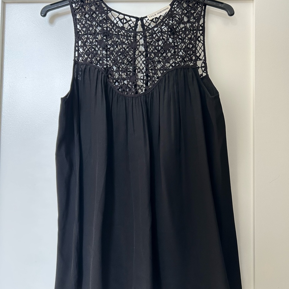 Ulla Johnson Elegant Black Crochet Sleeveless Blouse